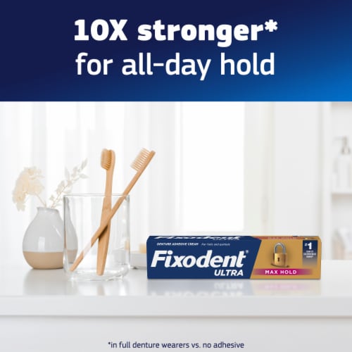 Fixodent Ultra Max Hold Secure Denture Adhesive Perspective: right