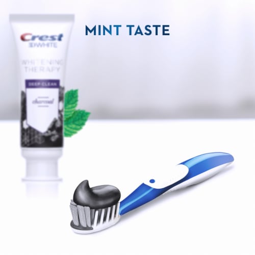 Crest Invigorating Mint 3D White Whitening Therapy Charcoal Deep Clean Fluoride Toothpaste Perspective: right