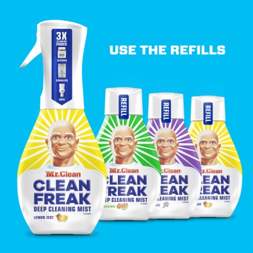 Mr. Clean, Clean Freak Deep Cleaning Mist Multi-Surface Spray + Refill Lemon Zest (62.9 fl. oz. Total)