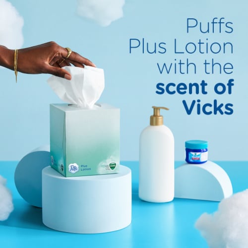 Puffs Plus Lotion Cube with the Scent of Vick's Facial Tissues Perspective: right