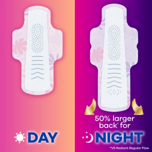 Always Radiant Overnight Feminine Pads for Women, Size 4 for Nighttime, with Wings Perspective: right