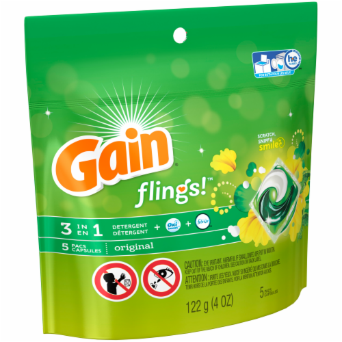 Gain Flings! Original 3 in 1 Pacs Laundry Detergent Pods Perspective: right