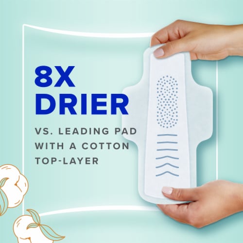 Always Pure Cotton Feminine Pads for Women, Size 1, Regular, unscented with wings Perspective: right