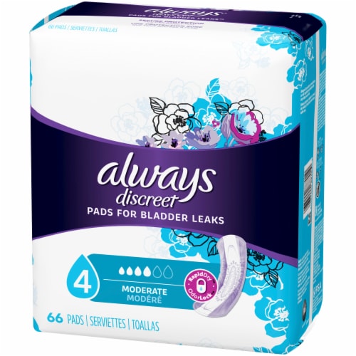 Always Discreet Moderate Abosrbency Size 4 Lightly Scented Bladder Leak Pads Perspective: right