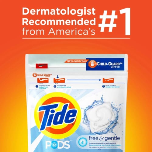 Tide PODS Free and Gentle Liquid Laundry Detergent Soap Pacs Perspective: right