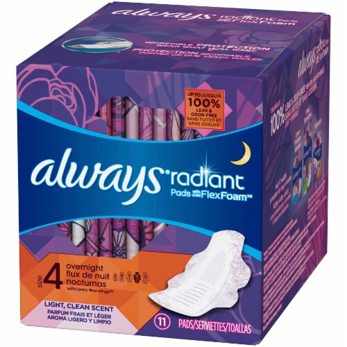 Always Radiant Size 5 Extra Heavy Overnight Pads with Wings, 54 ct -  Smith's Food and Drug