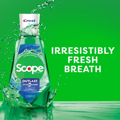 Crest Fresh Mint Scope Outlast Mouthwash Perspective: right