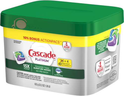 Cascade Platinum Fresh Scent Dishwasher Detergent Action Pacs Perspective: right