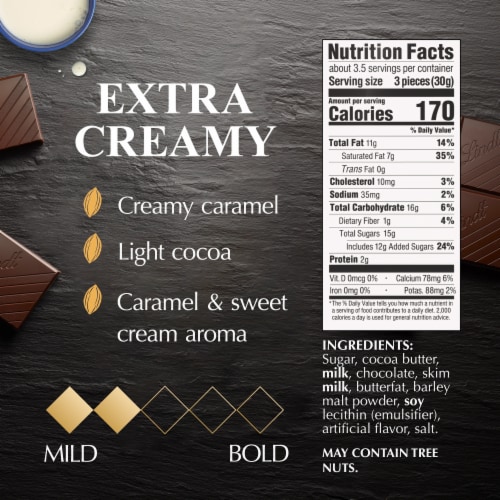 Lindt EXCELLENCE Extra Creamy Milk Chocolate Candy Bar Perspective: right