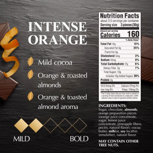 Lindt EXCELLENCE Intense Orange Dark Chocolate Candy Bar Perspective: right