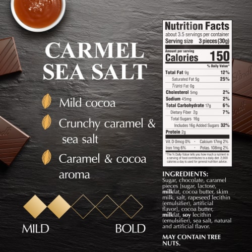 Lindt EXCELLENCE Caramel Sea Salt Dark Chocolate Candy Bar Perspective: right