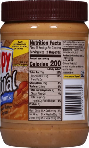 Skippy® Natural Super Chunk® Extra Crunchy Peanut Butter Spread Perspective: right