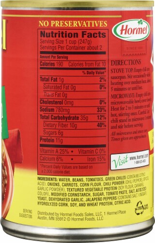 Hormel Vegetarian Bean Chili Perspective: right