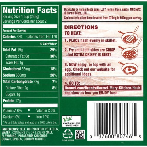 Mary Kitchen® Reduced Sodium Corned Beef Hash Perspective: right