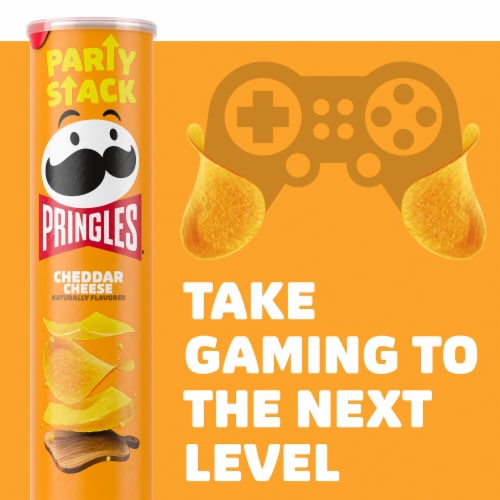 Pringles® Cheddar Cheese Potato Crisps Chips Party Stack Perspective: right