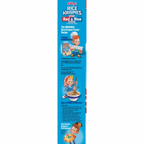 Kellogg's Rice Krispies Original with Red and Blue Krispies Cold Breakfast Cereal Perspective: right