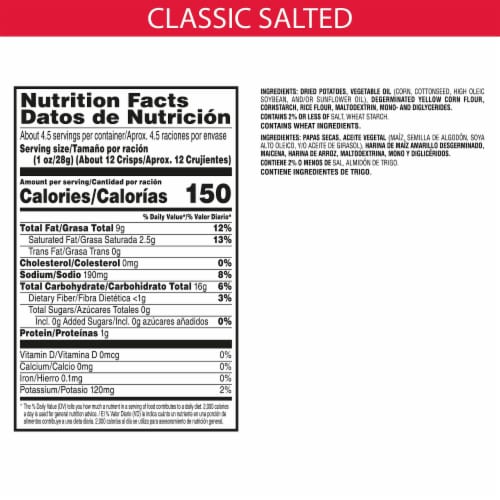 Pringles® Wavy Classic Salted Potato Crisps Chips Perspective: right