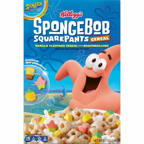 Kellogg's SpongeBob SquarePants Breakfast Cereal Vanilla Flavored with Marshmallows Perspective: right