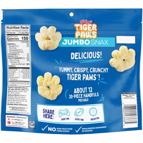 Kellogg's Tiger Paws Jumbo Snax Original Cereal Snacks Perspective: right