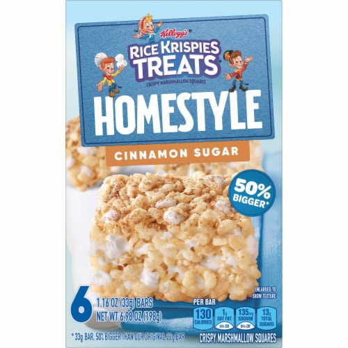Kellogg's Rice Krispies Treats Homestyle Cinnamon Sugar Marshmallow Snack Bars Perspective: right