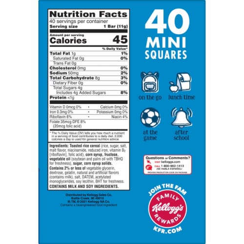 Kellogg's Rice Krispies Treats Mini Marshmallow Snack Bars Original Perspective: right