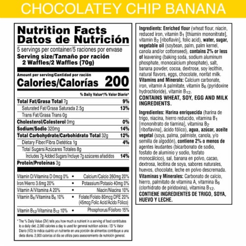 Eggo® Chocolatey Chip Banana Frozen Waffles Perspective: right