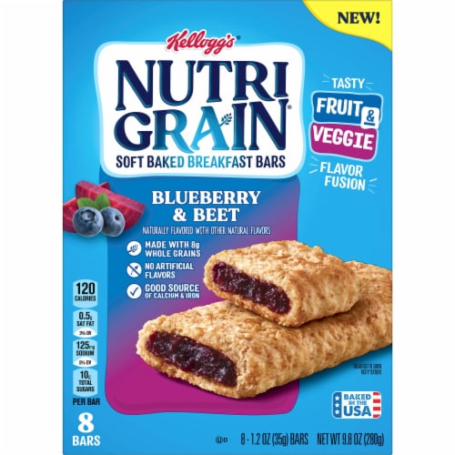 Kellogg's Nutri-Grain Fruit and Veggie Blueberry and Beet Breakfast Bars Perspective: right