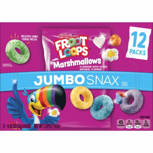 Kellogg's® Jumbo Snax Froot Loops Original with Marshmallows Family Size Cereal Snacks Perspective: right
