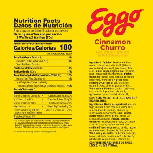 Eggo® Cinnamon Churro Frozen Waffles Perspective: right