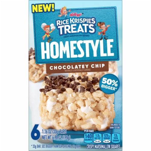 Kellogg's Rice Krispies Treats Homestyle Chocolatey Chip Crispy Marshmallow Squares Perspective: right