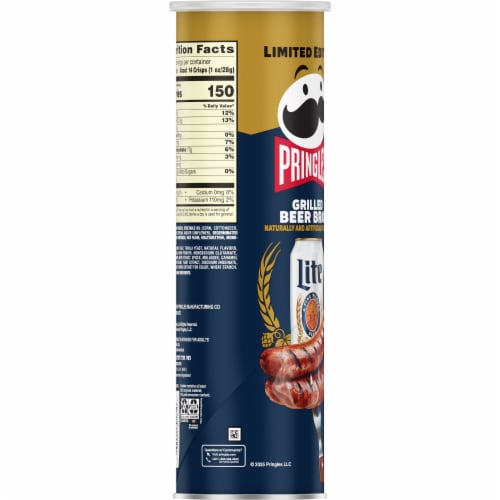 Pringles® Miller Lite Grilled Beer Brat Potato Crisps Chips Perspective: right