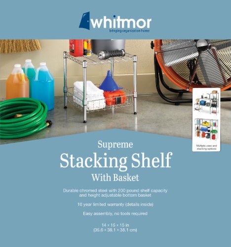 Whitmor Supreme Stacking Shelf with Basket - Chrome Perspective: right