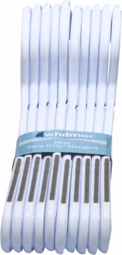 Whitmor Slim Sure-Grip® Plastic Hangers - White/Gray Perspective: right