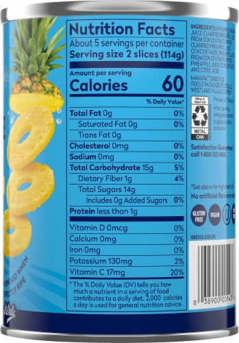 Dole® Canned Pineapple Slices Fruit In 100% Pineapple Juice Perspective: right