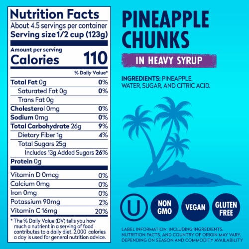 Dole® Canned Pineapple Chunks Fruit In Heavy Syrup Perspective: right