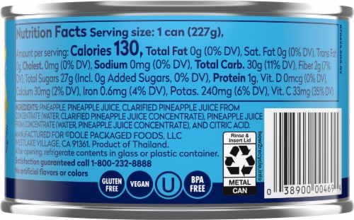 Dole® Canned Pineapple Chunks Fruit In 100% Pineapple Juice Perspective: right