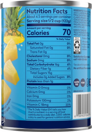 Dole® Canned Pineapple Chunks Fruit In 100% Pineapple Juice Perspective: right