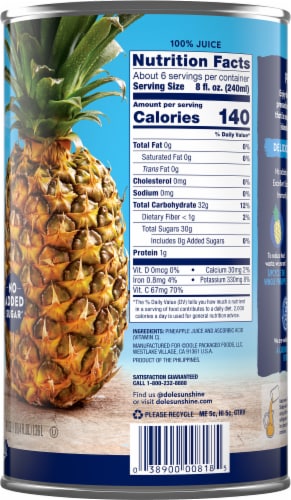 Dole® Pineapple 100% Juice Perspective: right