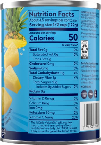Dole® Pineapple Chunks No Sugar Added Perspective: right
