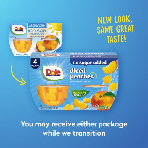 Dole® Fruit Bowls® Diced Peaches with No Sugar Added Cups Perspective: right