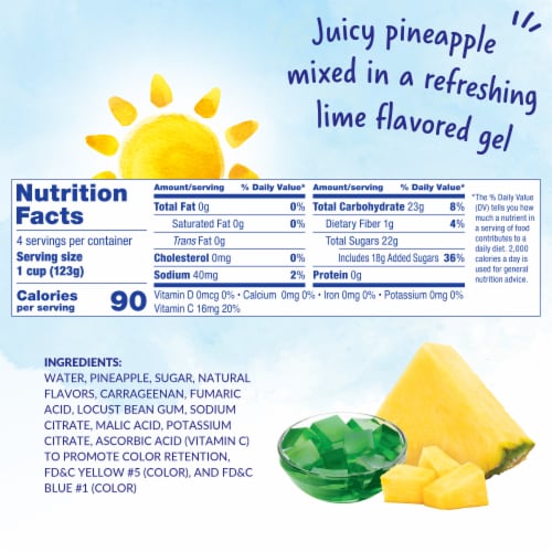 DOLE® Fruit Bowls® Pineapple in Lime Flavored Gel Cups Perspective: right