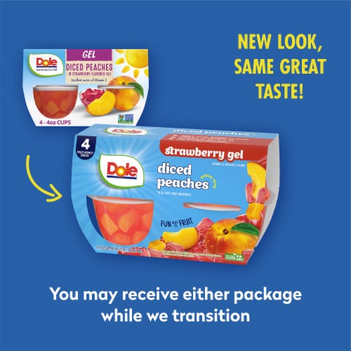 Dole® Fruit Bowls® Peaches in Strawberry Flavored Gel Fruit Cups Perspective: right