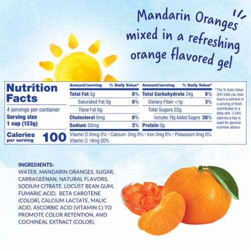 DOLE® FRUIT BOWLS® Mandarins in Orange Flavored Gel Cups Perspective: right