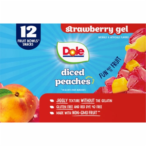 Dole® Fruit Bowls® Peaches in Strawberry Flavored Gel Fruit Cups Perspective: right