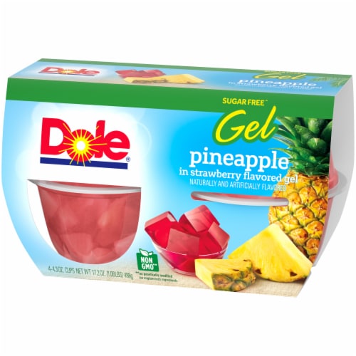 Dole Pineapple in Sugar Free Strawberry Flavored Gel Fruit Cups, 4 ct ...