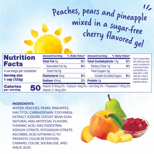 DOLE® Fruit Bowls® No Sugar Added Mixed Fruit in Cherry Flavored Gel Cups Perspective: right