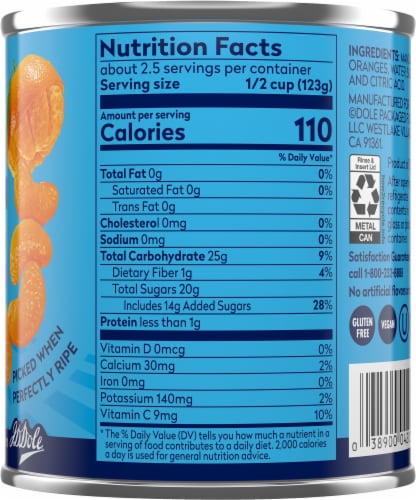Dole Mandarin Oranges in Light Syrup 11 oz Foods Co