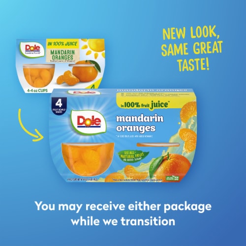 Dole® Fruit Bowls® Mandarin Oranges In 100% Fruit Juice Cups Perspective: right