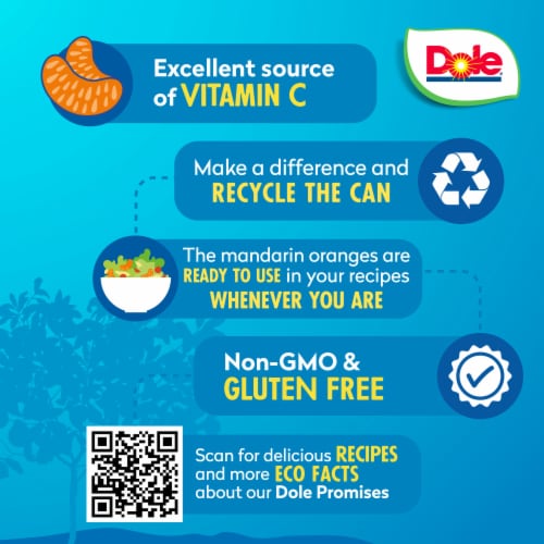 DOLE® Canned Mandarin Oranges Fruit in Light Syrup Perspective: right