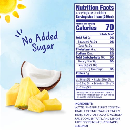 DOLE® Fruitify® Replenish Pineapple Juice and Coconut Water Blend Perspective: right